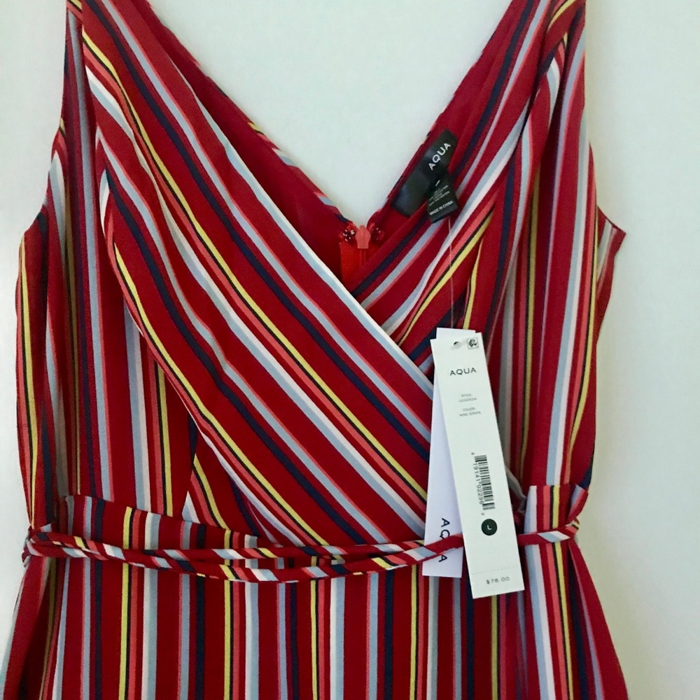 Aqua striped wrap dress